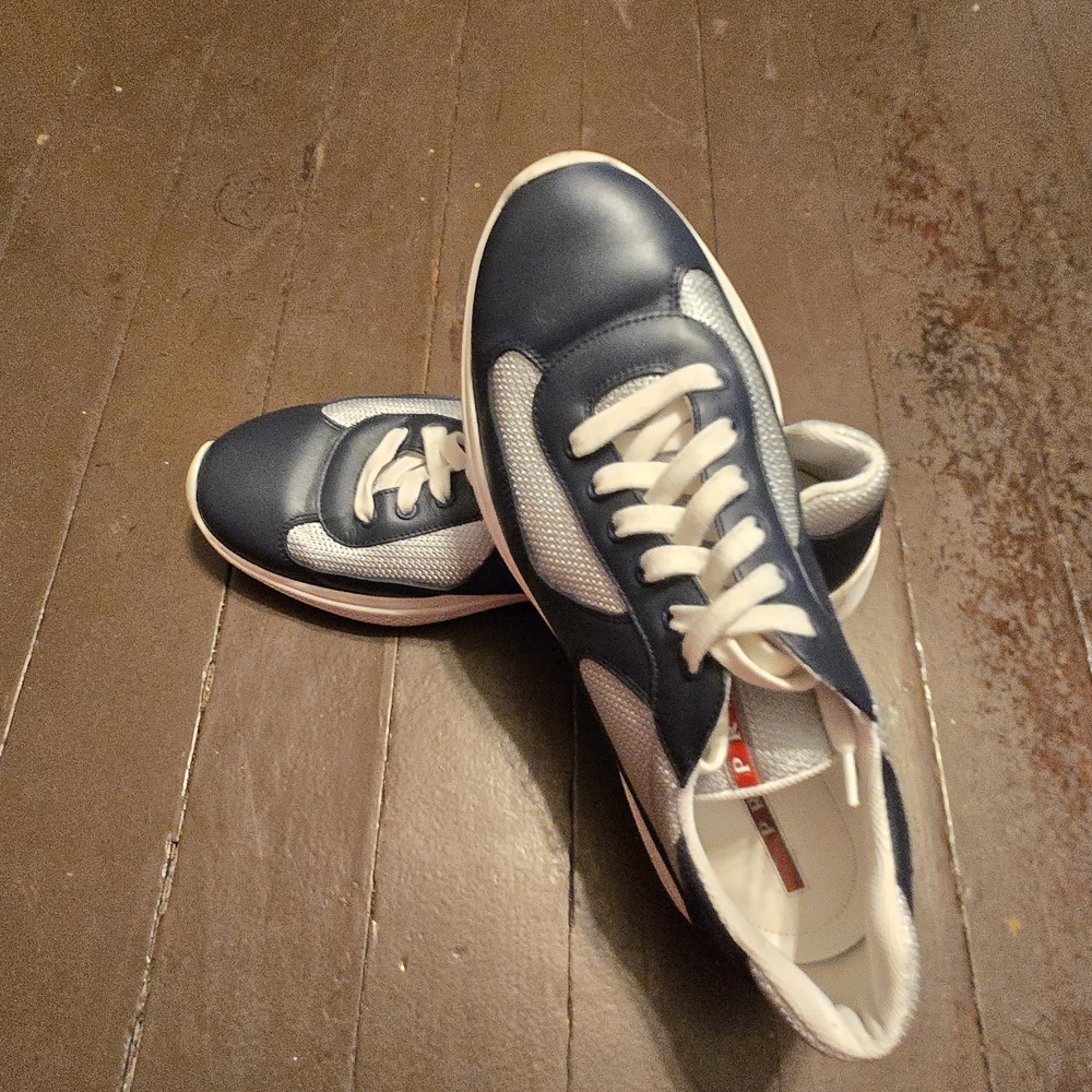 Prada Men Navy and White Sneakers - Picture 3 of 5